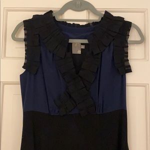 TAYLOR SLEEVELESS BLACK AND NAVY MIDI DRESS